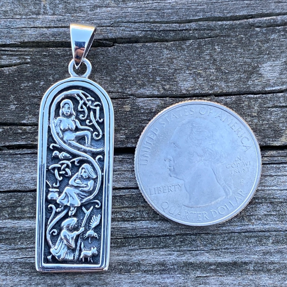 Maiden Mother Crone Pendant in solid .925 Sterling Silver Celtic Triple Goddess - Picture 6 of 11